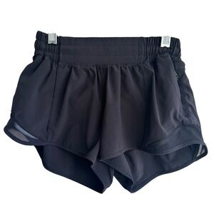Lululemon Hotty Hot Black Running Shorts Women Size 4 Mesh Athletic 2"